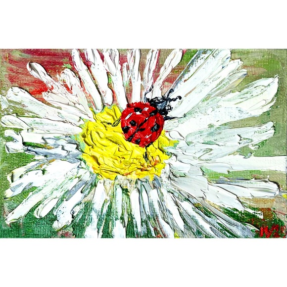 Other - Lady Bug Art ORIGINAL Painting Daisy Art on Canvas